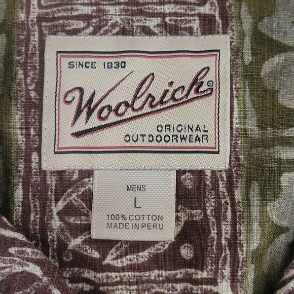 🛍Woolrich Vintage Mens Large Short Sleeve Collared Button Up Shirt Fish Floral‎ - Picture 3 of 6